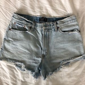 Light wash high-rise denim shorts